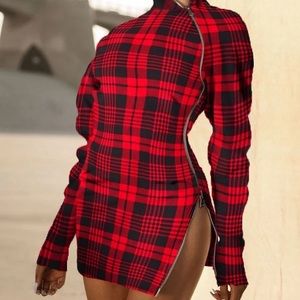 Plaid zipper dress